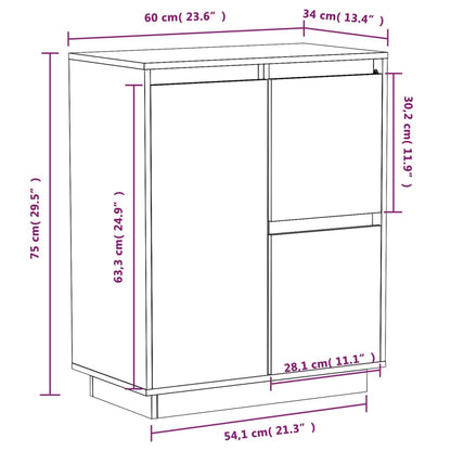Sideboard Honey Brown 60x34x75 cm Solid Wood Pine