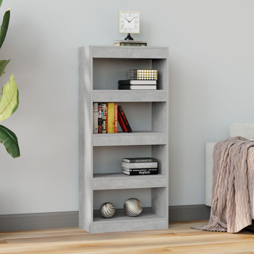 Book Cabinet/Room Divider Concrete Grey 60x30x135 cm Engineered Wood
