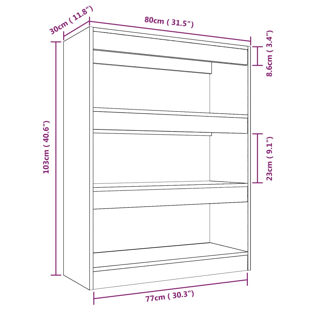 Book Cabinet/Room Divider Black 80x30x103 cm Engineered wood