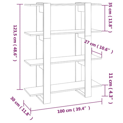 Book Cabinet/Room Divider Grey Sonoma 100x30x123.5 cm