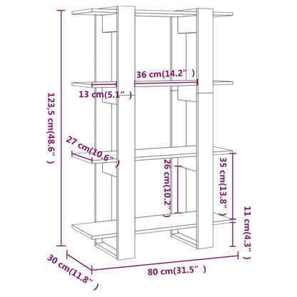 Book Cabinet/Room Divider Grey Sonoma 80x30x123.5 cm