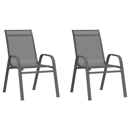 Stackable Garden Chairs 2 pcs Grey Textilene Fabric