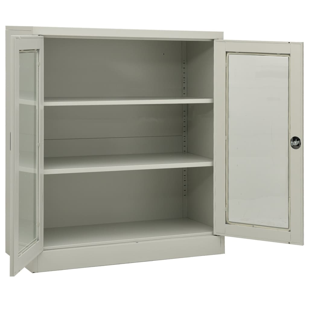 Office Cabinet with Planter Box Light Grey 90x40x128 cm Steel