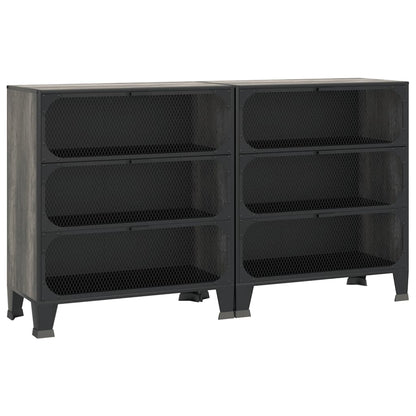 Storage Cabinets 2 pcs Grey 72x36x82 cm Metal and MDF