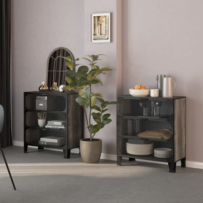 Storage Cabinets 2 pcs Grey 72x36x82 cm Metal and MDF