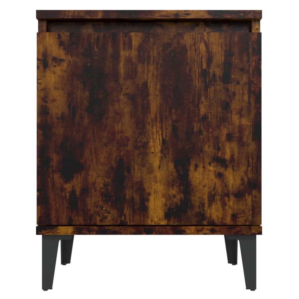 Bed Cabinet with Metal Legs Smoked Oak 40x30x50 cm