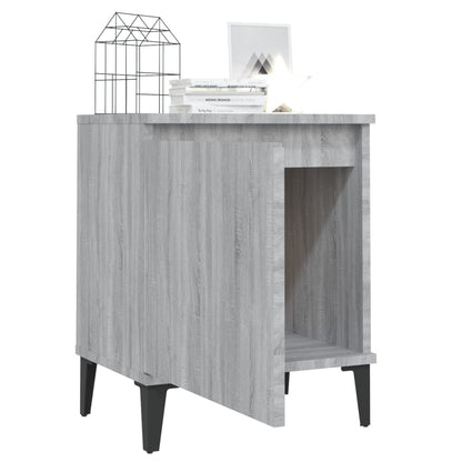 Bed Cabinets with Metal Legs Grey Sonoma 40x30x50 cm
