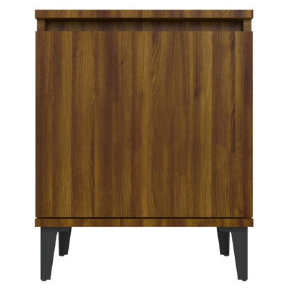 Bed Cabinet with Metal Legs Brown Oak 40x30x50 cm