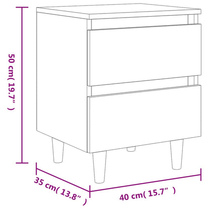 Bed Cabinet with Solid Wood Legs Smoked Oak 40x35x50 cm