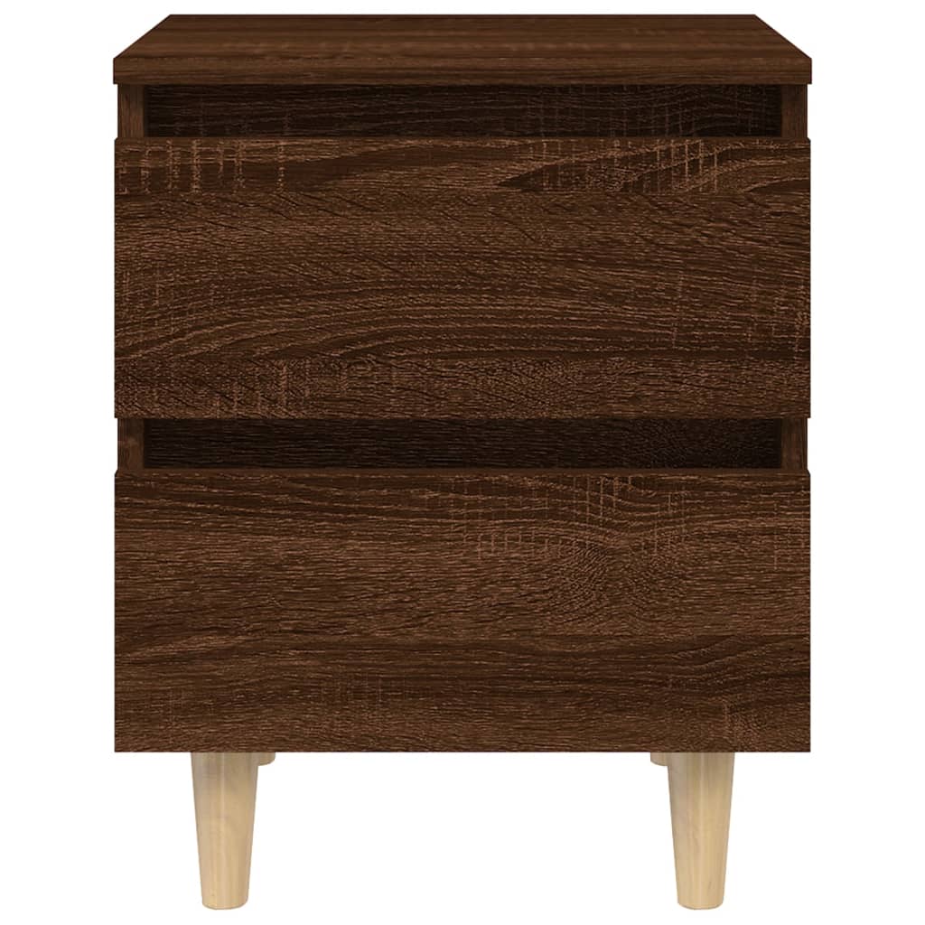 Bed Cabinet with Solid Wood Legs Brown Oak 40x35x50 cm