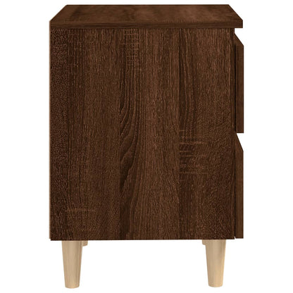 Bed Cabinets with Solid Wood Legs 2 pcs Brown Oak 40x35x50 cm