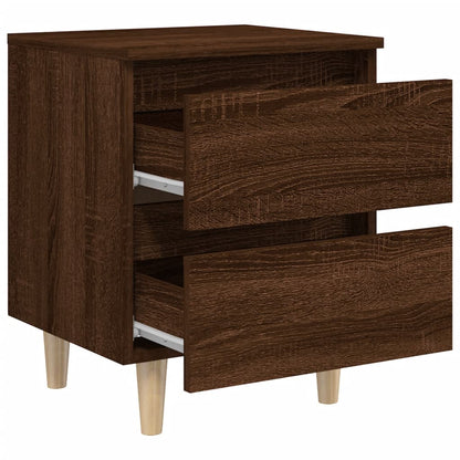 Bed Cabinets with Solid Wood Legs 2 pcs Brown Oak 40x35x50 cm