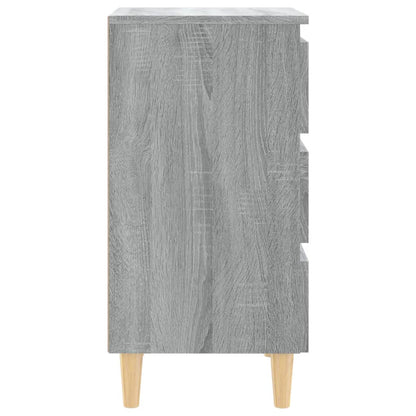 Bed Cabinet with Solid Wood Legs Grey Sonoma 40x35x69 cm