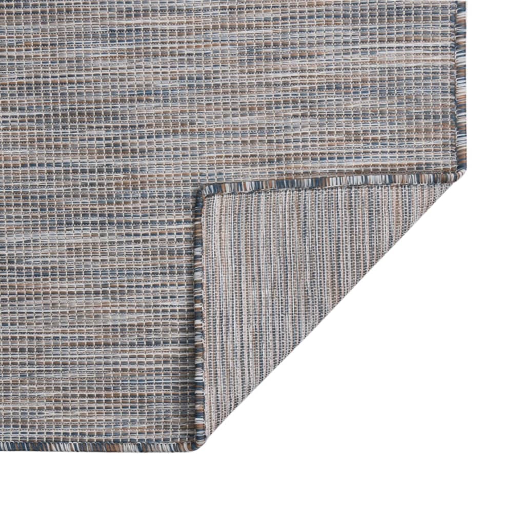 Outdoor Flatweave Rug 80x150 cm Brown and Blue