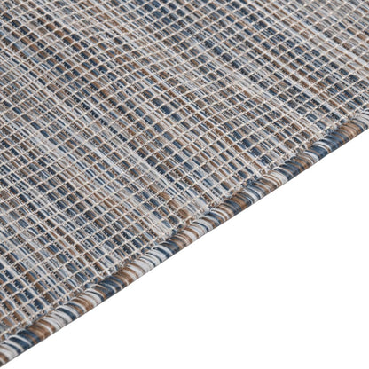Outdoor Flatweave Rug 100x200 cm Brown and Blue