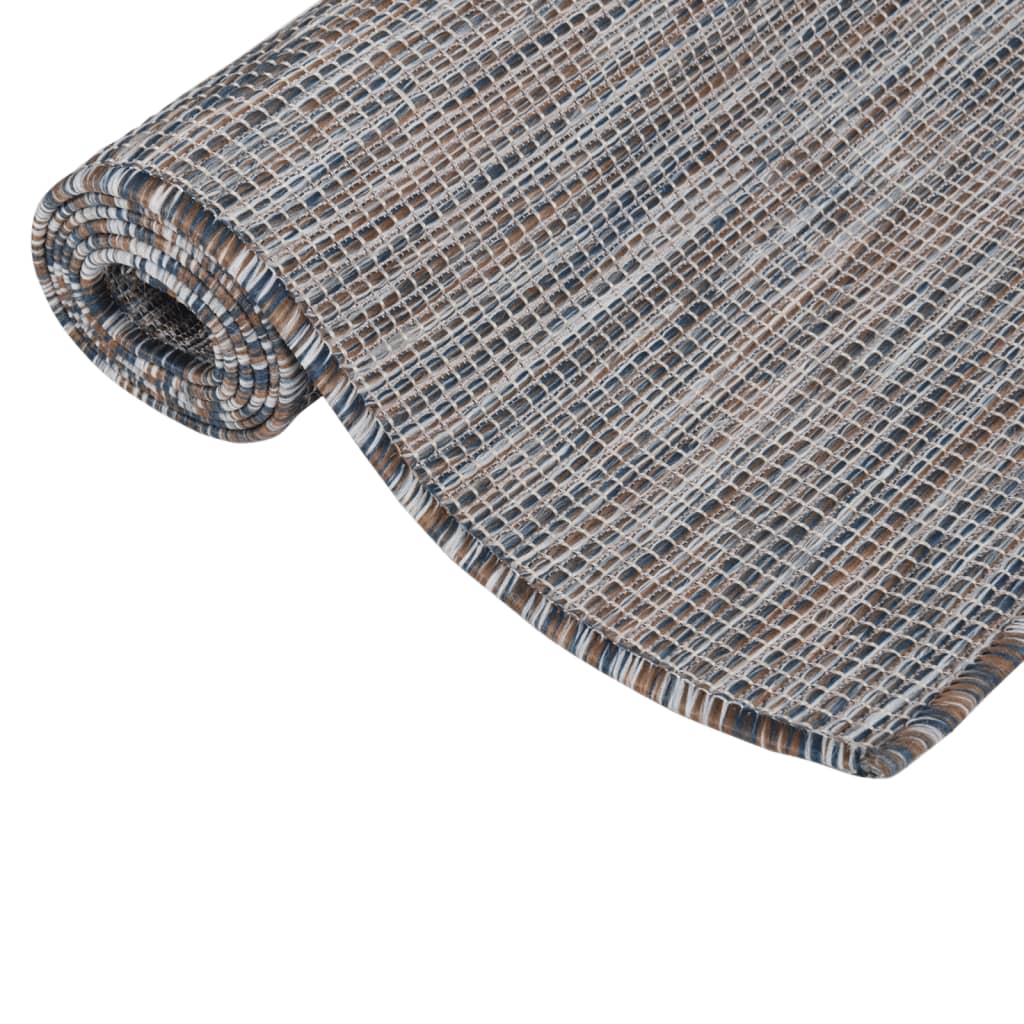Outdoor Flatweave Rug 160x230 cm Brown and Blue