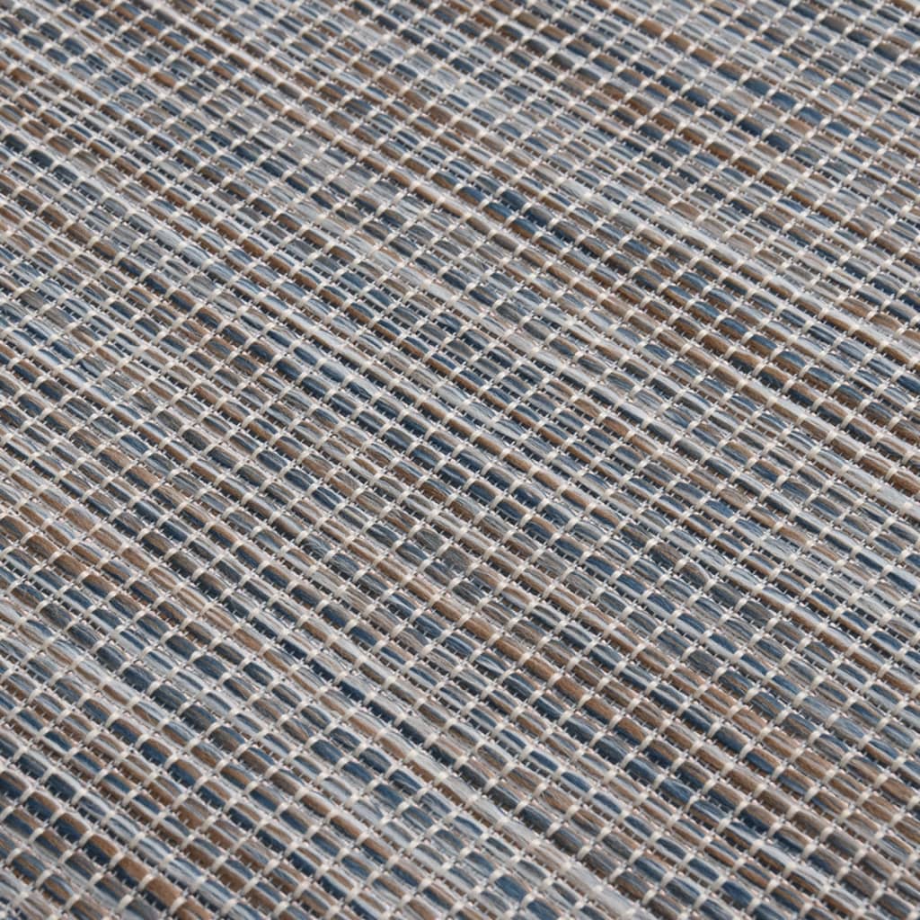 Outdoor Flatweave Rug 160x230 cm Brown and Blue