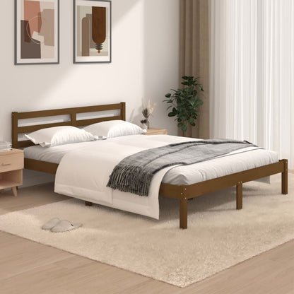 Bed Frame Solid Wood Pine 120x190 cm Small Double Honey Brown