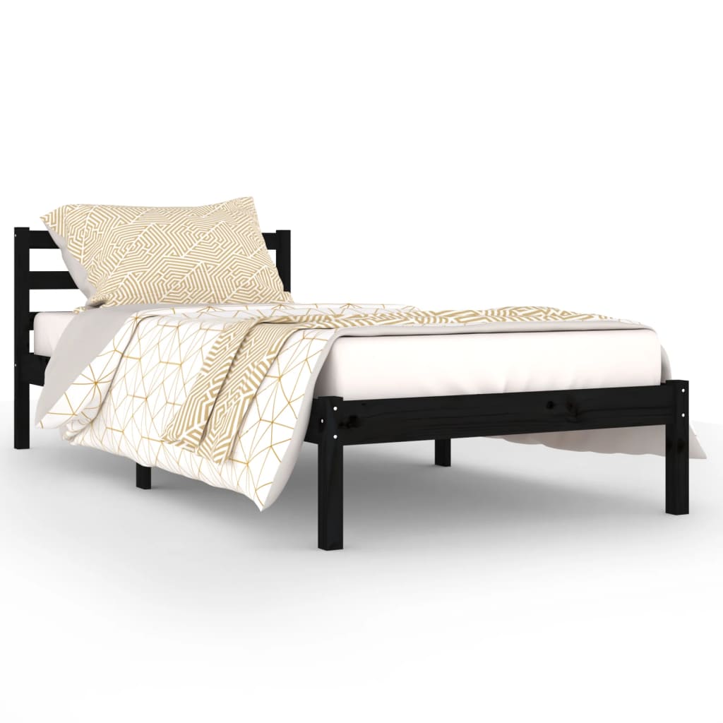 Day Bed Solid Wood Pine 90x200 cm Black