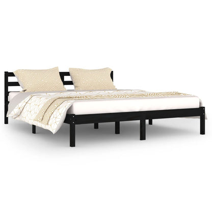 Day Bed Solid Wood Pine 160x200 cm King Size Black