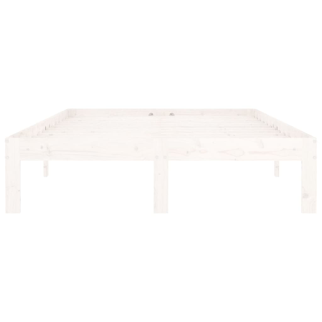 Bed Frame without Mattress White Solid Wood Pine 120x200cm
