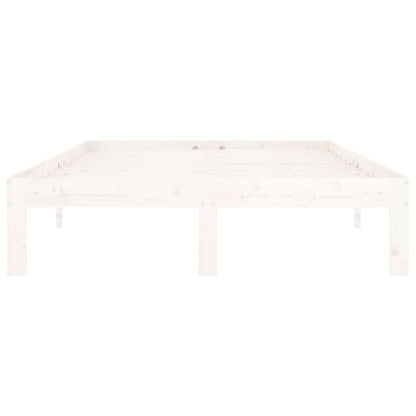 Bed Frame without Mattress White Solid Wood Pine 120x200cm