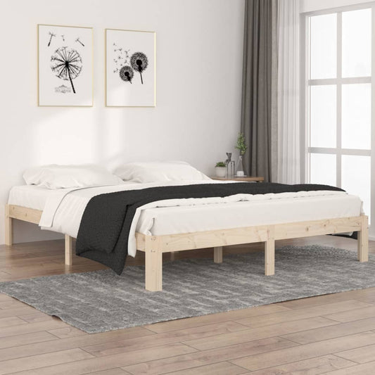 Bed Frame without Mattress Solid Wood Pine 160x200cm