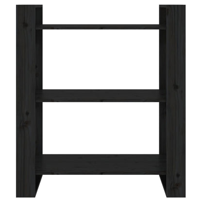 Book Cabinet/Room Divider Black 80x35x91 cm Solid Wood Pine
