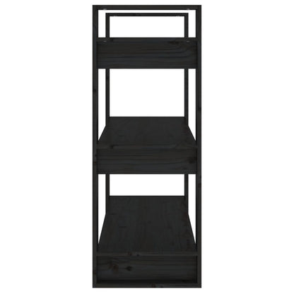 Book Cabinet/Room Divider Black 80x35x91 cm Solid Wood Pine