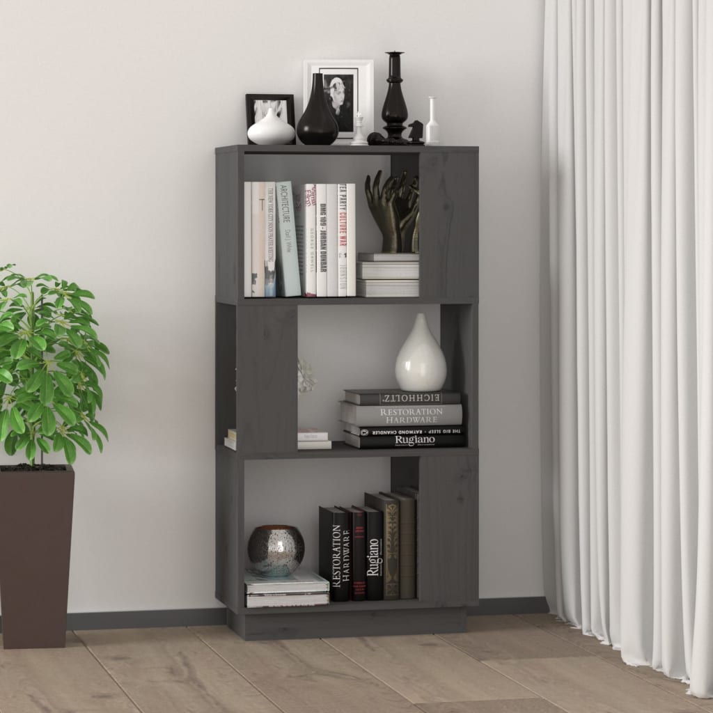 Book Cabinet/Room Divider Grey 51x25x101 cm Solid Wood Pine