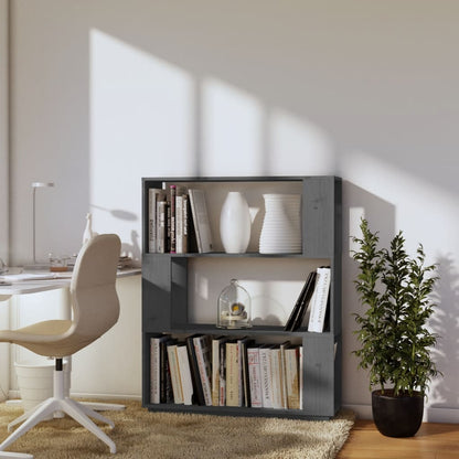 Book Cabinet/Room Divider Grey 80x25x101 cm Solid Wood Pine