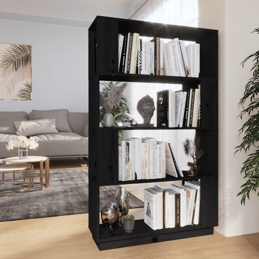 Book Cabinet/Room Divider Black 80x25x132 cm Solid Wood Pine