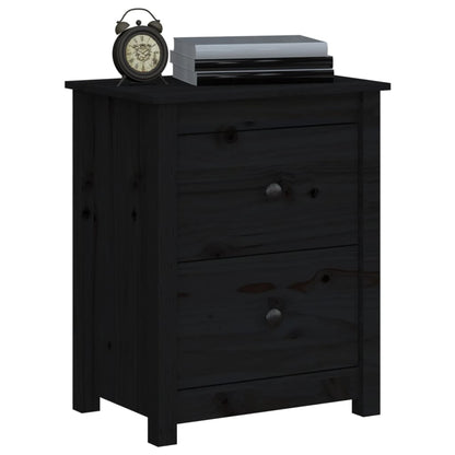 Bedside Cabinets 2 pcs Black 50x35x61.5 cm Solid Wood Pine