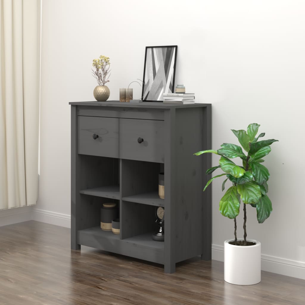 Sideboard Grey 70x35x80 cm Solid Wood Pine