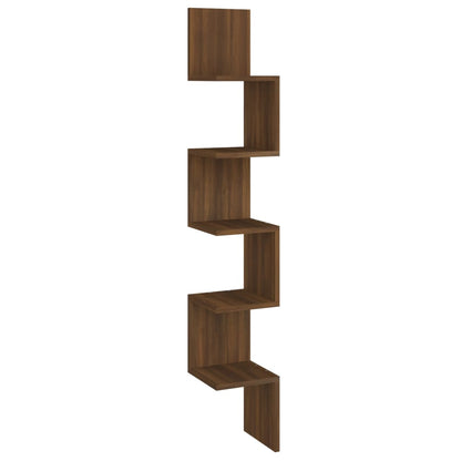 Wall Corner Shelf Brown Oak 20x20x127.5 cm Engineered Wood
