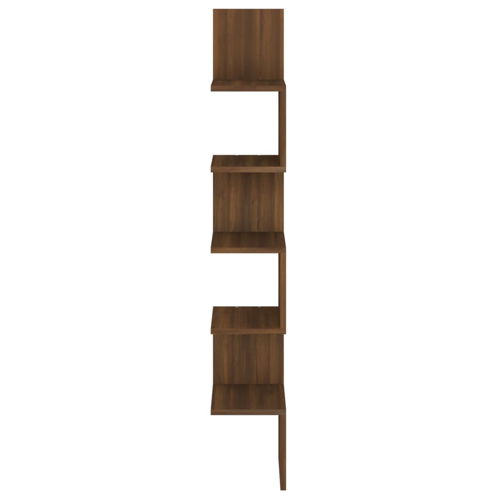 Wall Corner Shelf Brown Oak 20x20x127.5 cm Engineered Wood