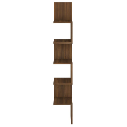 Wall Corner Shelf Brown Oak 20x20x127.5 cm Engineered Wood