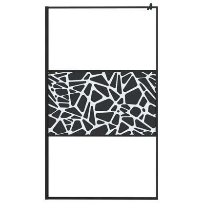 Walk-in Shower Wall 115x195cm ESG Glass with Stone Design Black