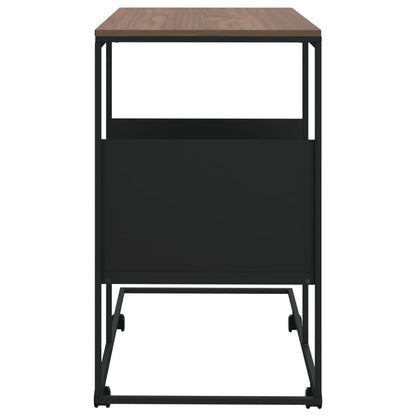 Side Table with Wheels Black 55x36x63.5 cm Engineered Wood