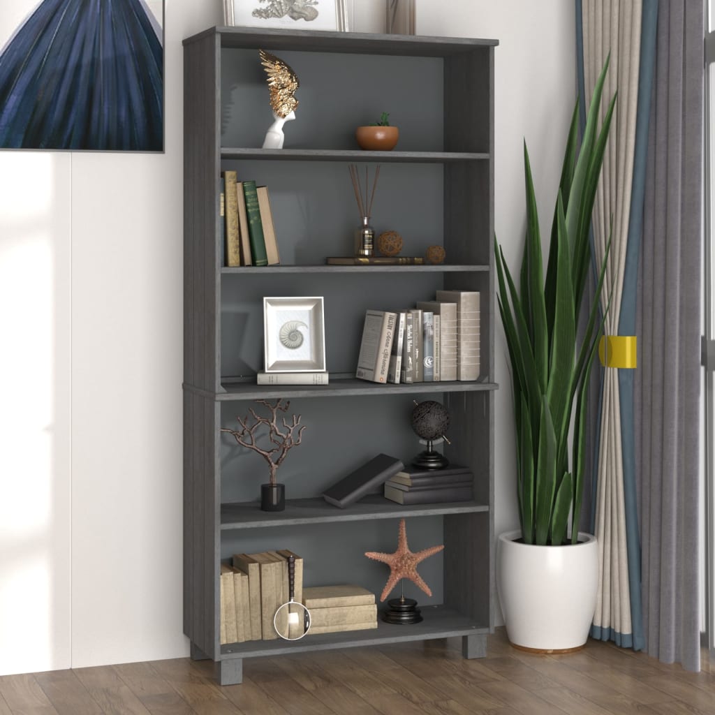 Highboard HAMAR Solid Wood Pine Dark Grey
