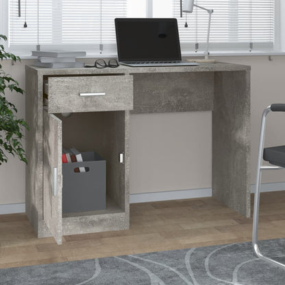 Desk with Drawer&Cabinet Concrete Grey 100x40x73 cm Engineered Wood