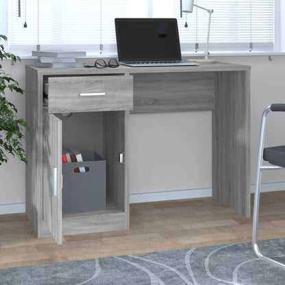 Desk with Drawer&Cabinet Grey Sonoma 100x40x73 cm Engineered Wood