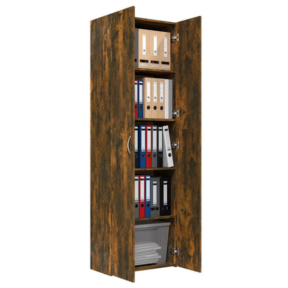 Office Cabinet Smoked Oak 60x32x190 cm Engineered Wood