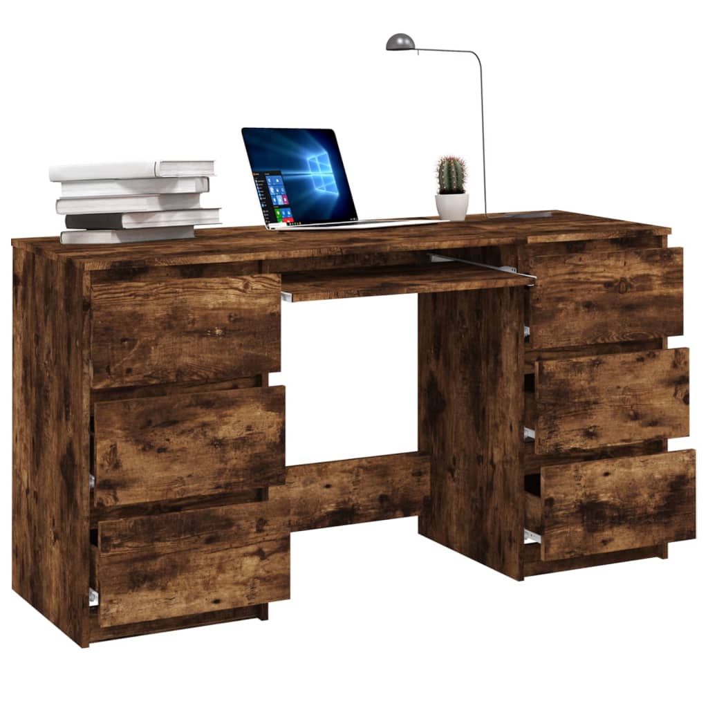 Writing Desk Smoked Oak 140x50x77 cm Engineered Wood