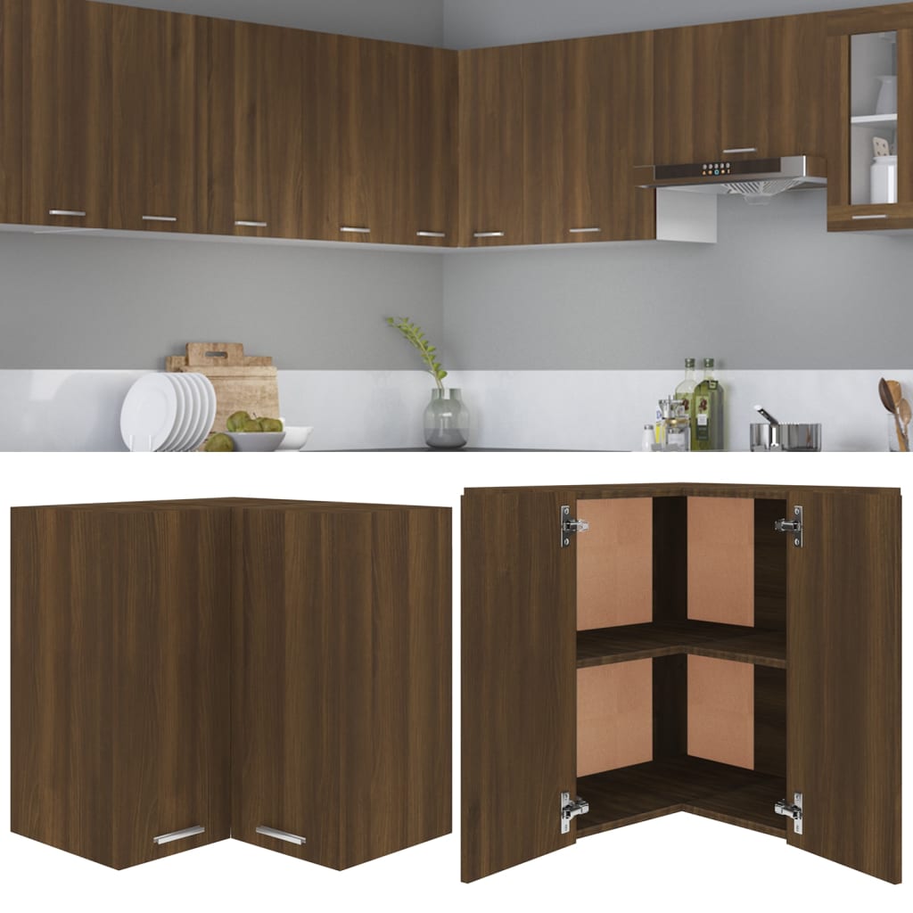 Hanging Corner Cabinet Lyon Brown Oak 57x57x60 cm Engineered Wood