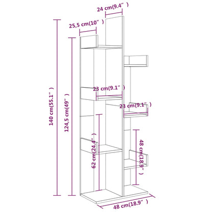 Book Cabinet 48x25.5x140 cm Smoked Oak Engineered Wood