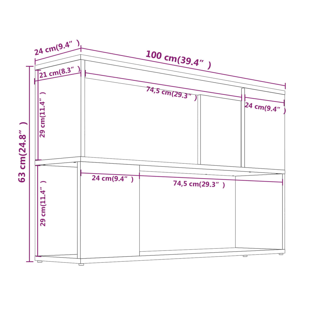 Book Cabinet Smoked Oak 100x24x63 cm Engineered Wood