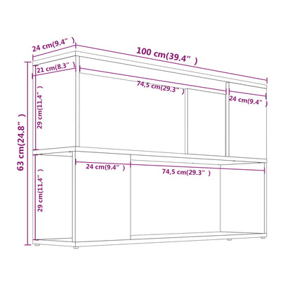 Book Cabinet Smoked Oak 100x24x63 cm Engineered Wood