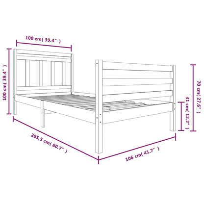 Bed Frame without Mattress Solid Wood 100x200 cm