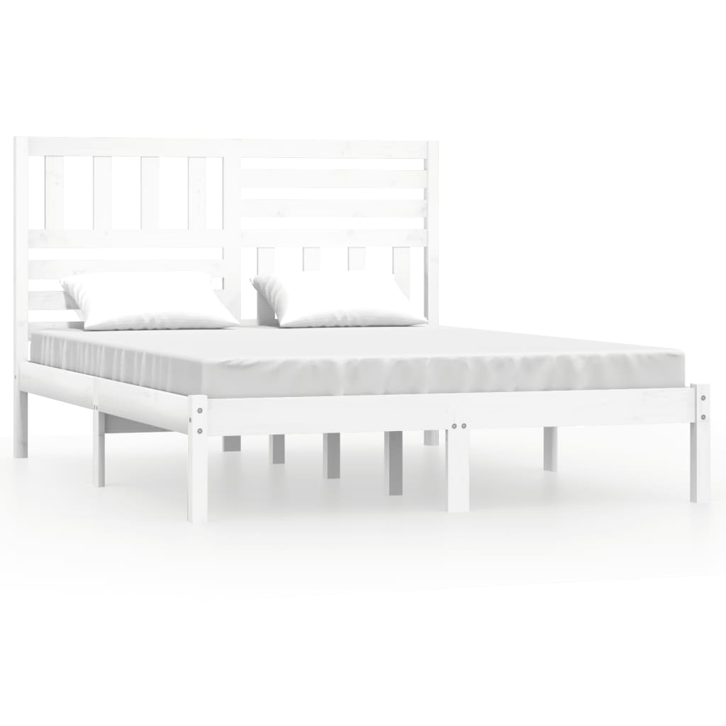 Bed Frame without Mattress White Solid Wood Pine 160x200 cm